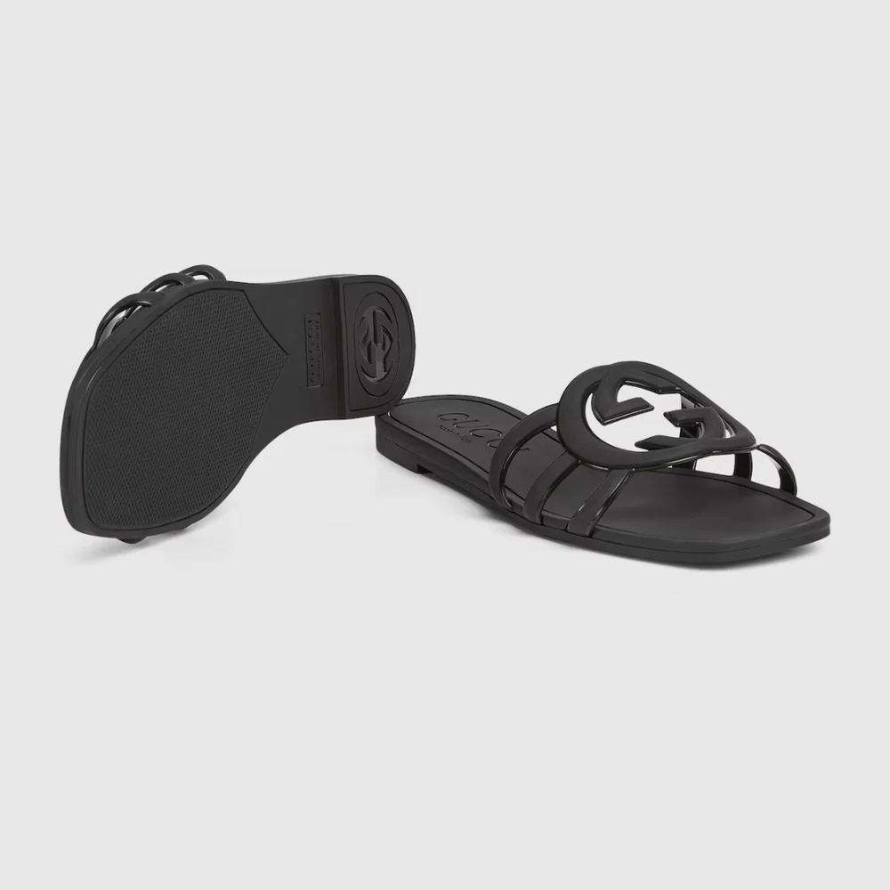 Gucci Black Logo Slide Sandals - Picture 2 of 2